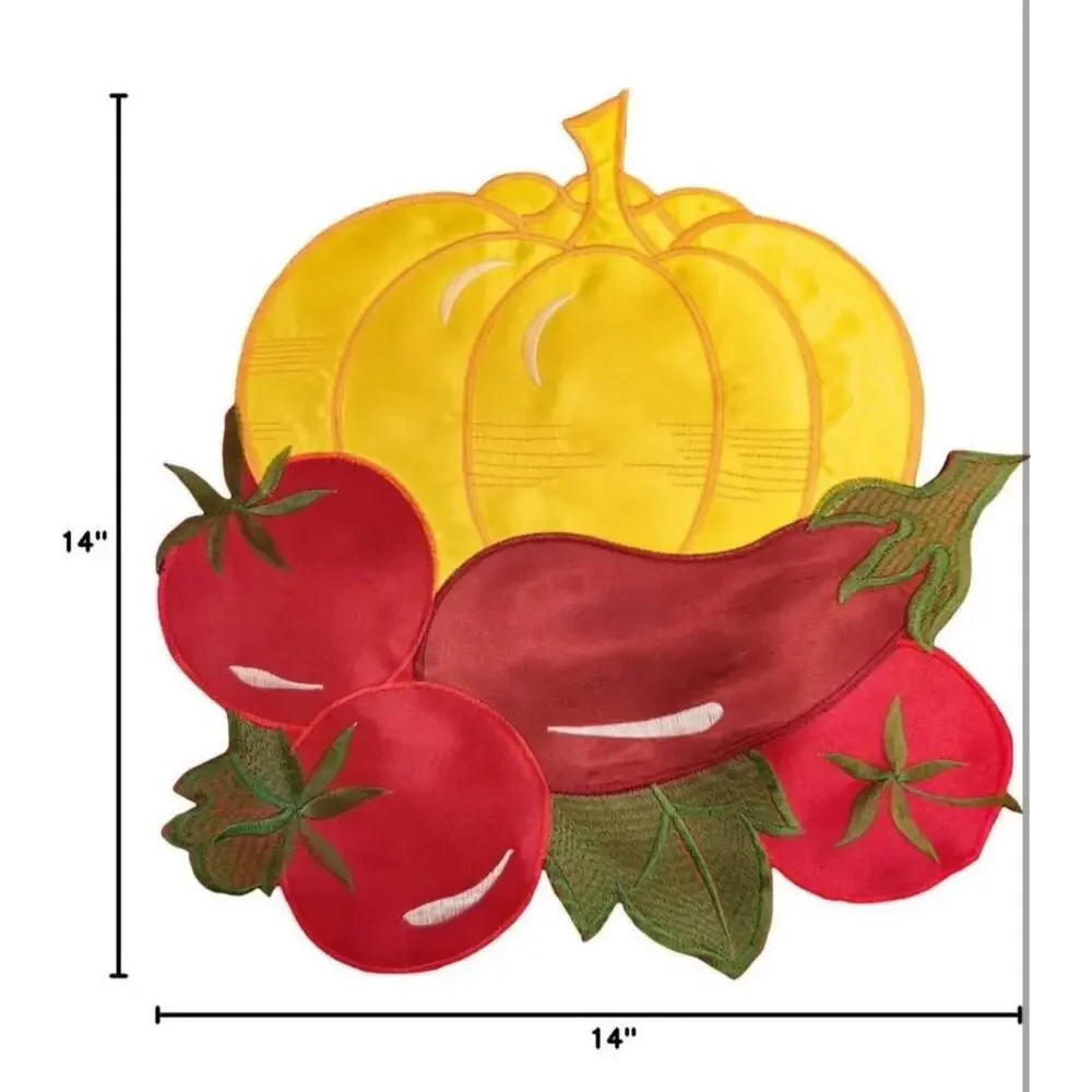new: Pumpkin placemats-Thanksgiving /‎ Fall-Embroidered-harvest pumpkin, leaves